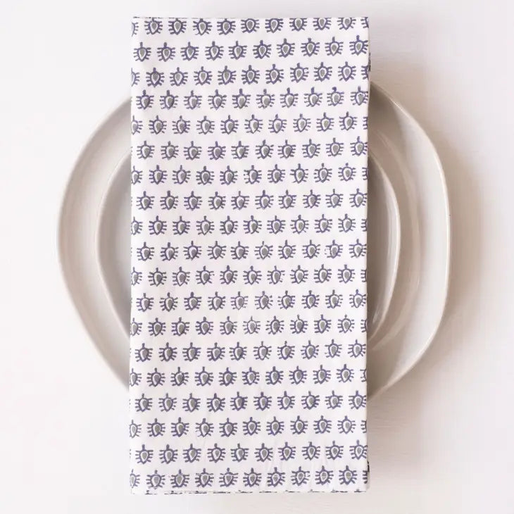 Uma Olive Navy Block Printed Napkins