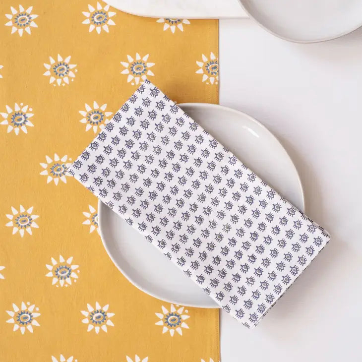 Uma Olive Navy Block Printed Napkins