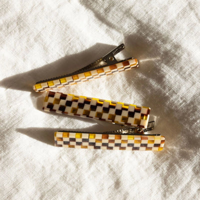 Nat + Noor, Flora Barrette Set in Checkered