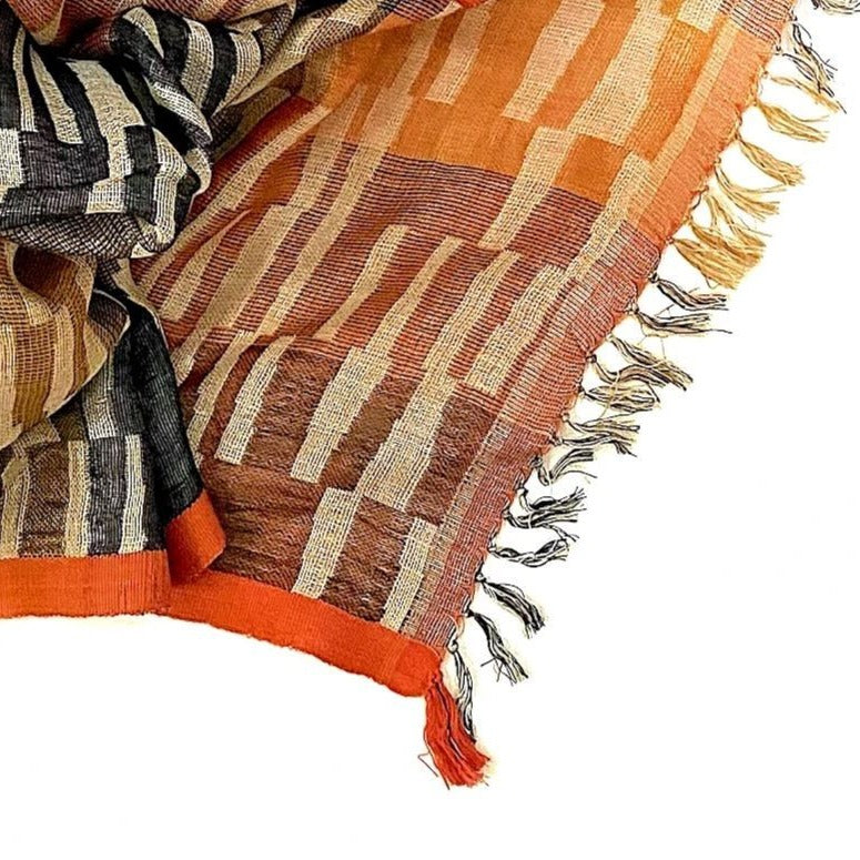 Handwoven Silk Stole, 1966 Fall Stripes