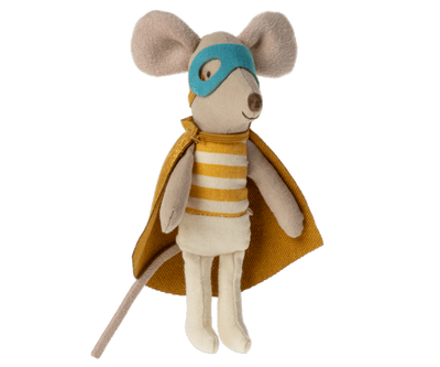 Maileg, Superhero Little Brother Mouse in Matchbox