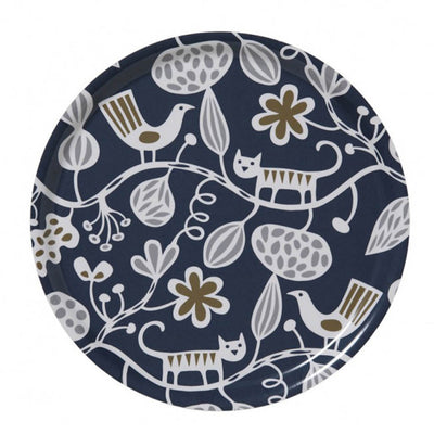 Botanical Garden Blue Round Tray