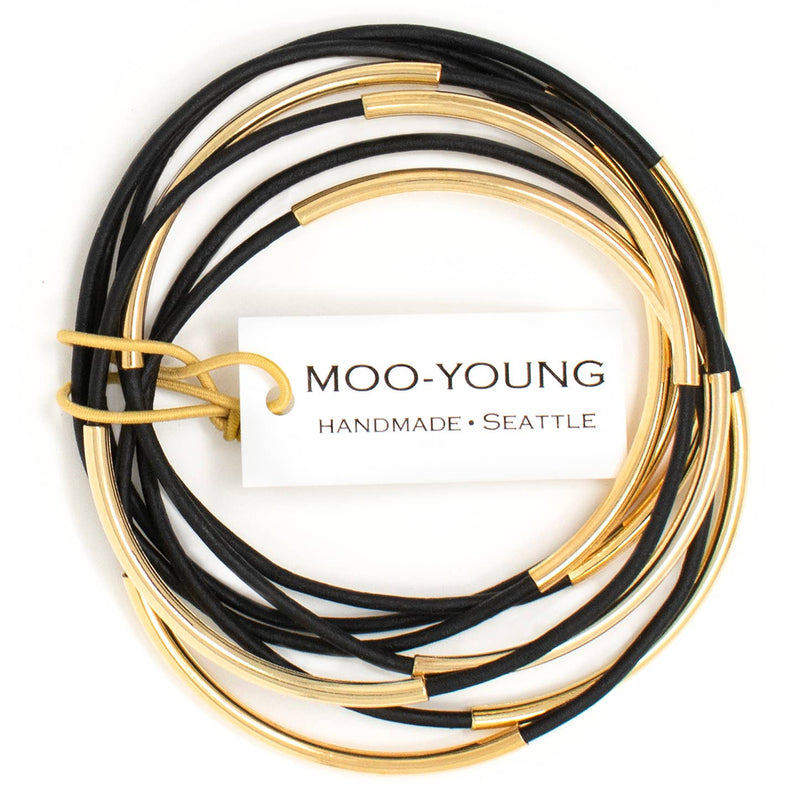 Skinny Leather Bangles, Matte Black