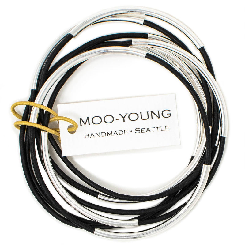 Skinny Leather Bangles, Matte Black