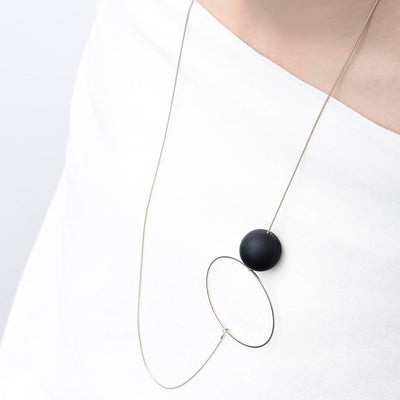 Halo & Orb Necklace, Gold + Black