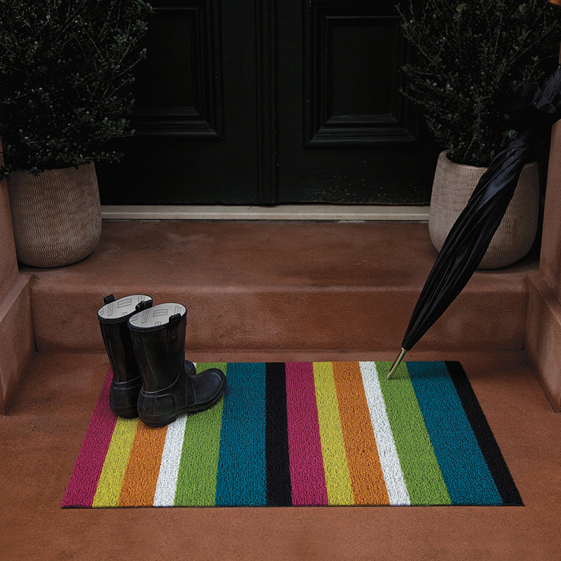 Bold Stripe Shag Floor Mat