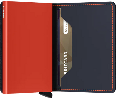 Slimwallet Matte Nightblue & Orange, by Secrids