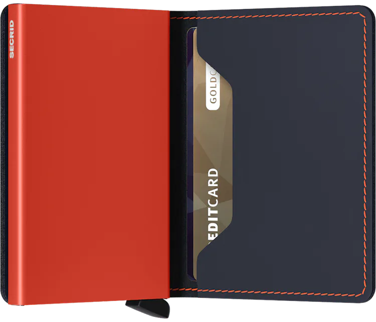 Slimwallet Matte Nightblue & Orange, by Secrids