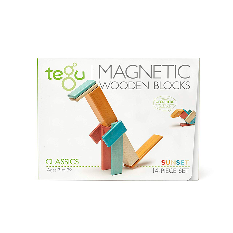 14 Piece Magnetic Wooden Block Set in Sunset
