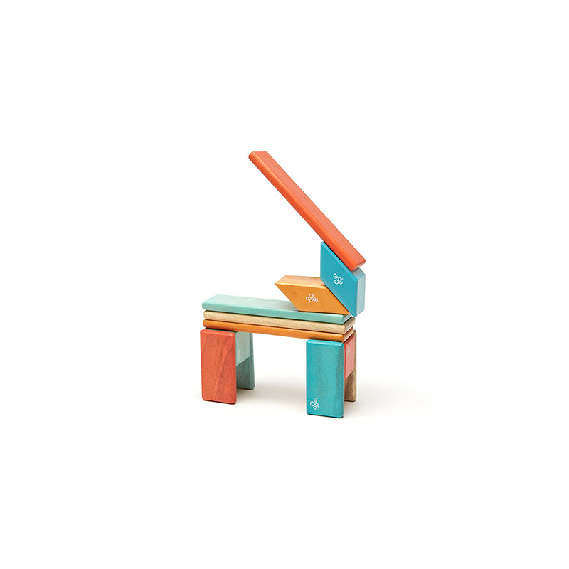 14 Piece Magnetic Wooden Block Set in Sunset
