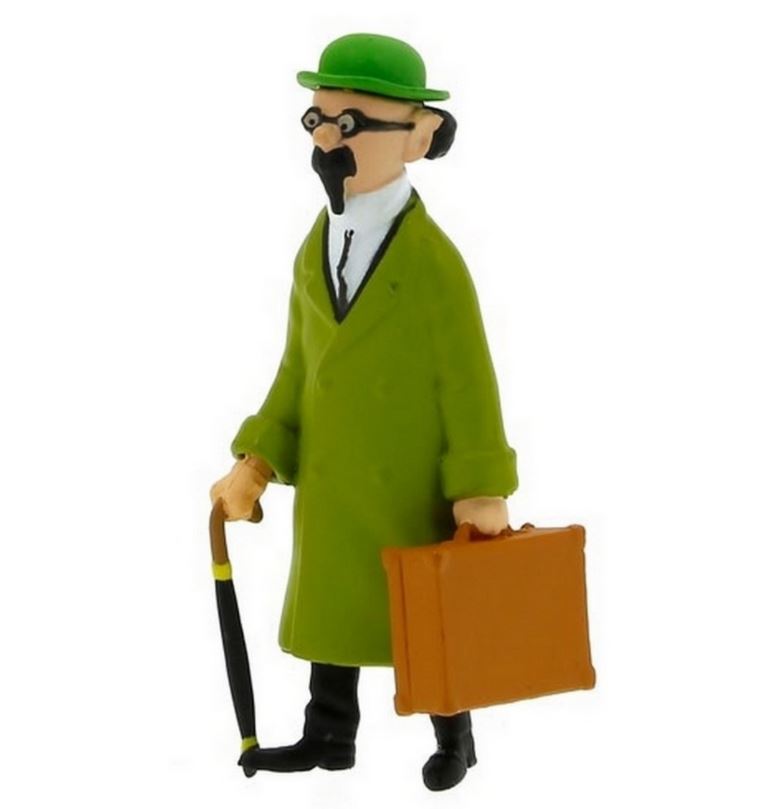 Tin Tin Figurine, Prof. Calculus with Tournesol Valise Suitcase