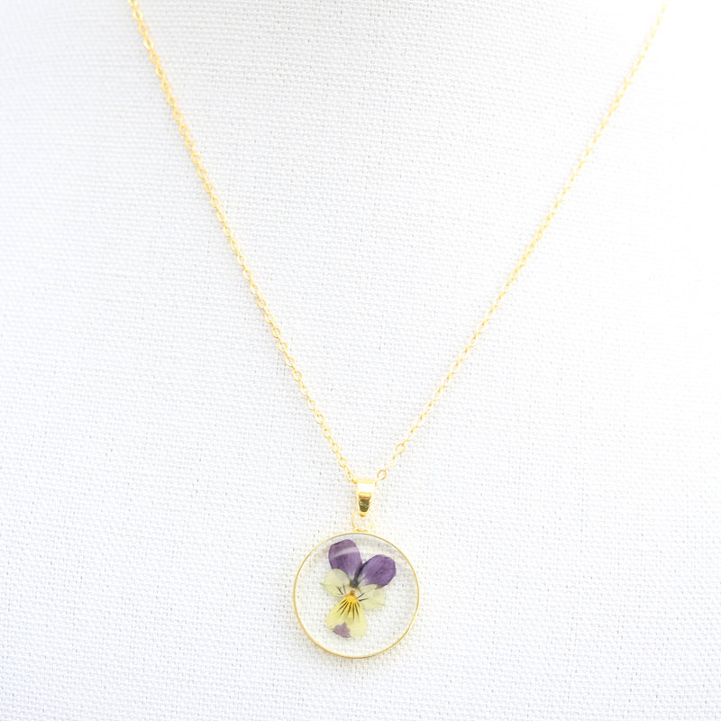 Viola Pressed Flower Necklace