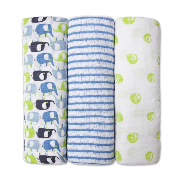 Blue Elephant Swaddle Pack