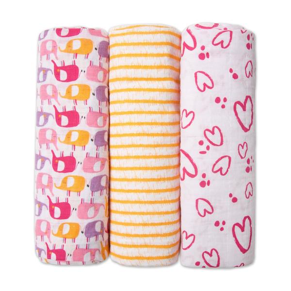Pink Elephant Swaddle Pack